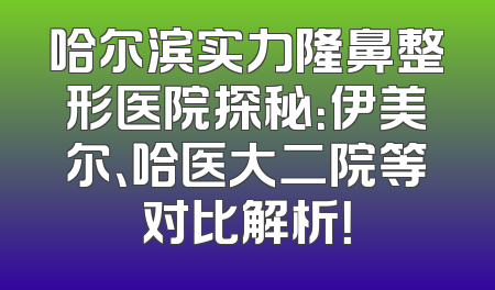 哈尔滨实力隆鼻整形医院探秘：伊美尔、哈医大二院等对比解析！
