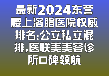 最新2024东营腰上溶脂医院权威排名：公立私立混排，医联美美容诊所口碑领航