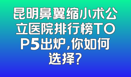 昆明鼻翼缩小术公立医院排行榜TOP5出炉，你如何选择？