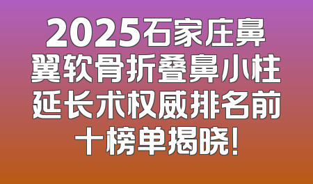 2025石家庄鼻翼软骨折叠鼻小柱延长术权威排名前十榜单揭晓！