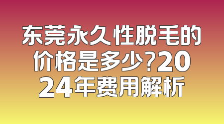 东莞永久性脱毛的价格是多少？2024年费用解析