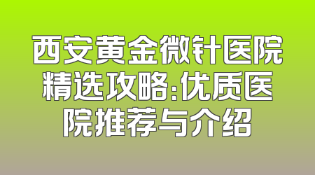 西安黄金微针医院精选攻略：优质医院推荐与介绍