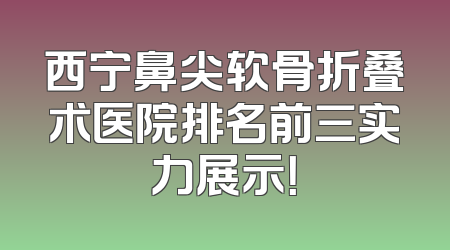 西宁鼻尖软骨折叠术医院排名前三实力展示！
