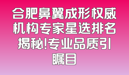 合肥鼻翼成形权威机构专家星选排名揭秘！专业品质引瞩目