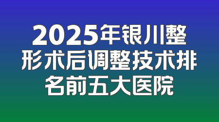 2025年银川整形术后调整技术排名前五大医院