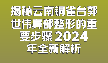 揭秘云南铜雀台郭世伟鼻部整形的重要步骤 2024年全新解析