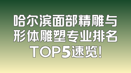 哈尔滨面部精雕与形体雕塑专业排名TOP5速览！
