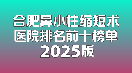 合肥鼻小柱缩短术医院排名前十榜单 2025版