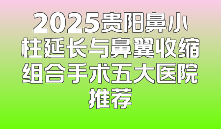 2025贵阳鼻小柱延长与鼻翼收缩组合手术五大医院推荐