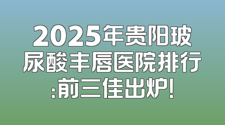 2025年贵阳玻尿酸丰唇医院排行：前三佳出炉！