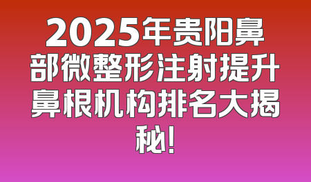 2025年贵阳鼻部微整形注射提升鼻根机构排名大揭秘！