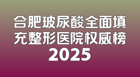 合肥玻尿酸全面填充整形医院权威榜2025