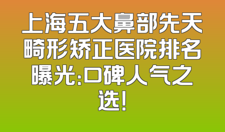 上海五大鼻部先天畸形矫正医院排名曝光：口碑人气之选！