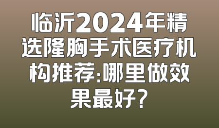 临沂2024年精选隆胸手术医疗机构推荐：哪里做效果最好？