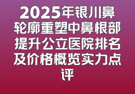 2025年银川鼻轮廓重塑中鼻根部提升公立医院排名及价格概览实力点评