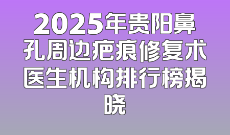 2025年贵阳鼻孔周边疤痕修复术医生机构排行榜揭晓