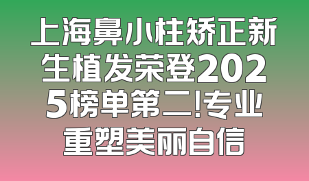 上海鼻小柱矫正新生植发荣登2025榜单第二！专业重塑美丽自信
