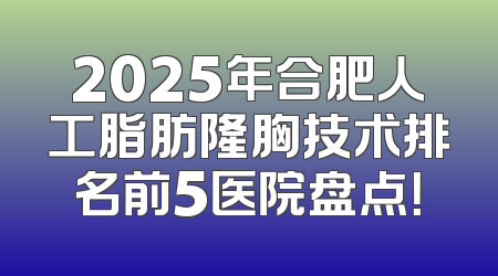 2025年合肥人工脂肪隆胸技术排名前5医院盘点！