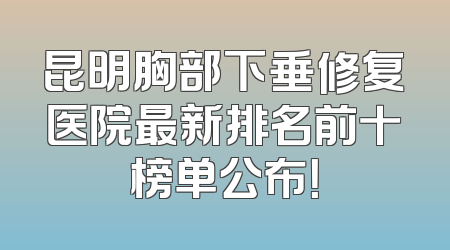 昆明胸部下垂修复医院最新排名前十榜单公布！