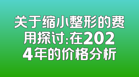 关于缩小整形的费用探讨：在2024年的价格分析