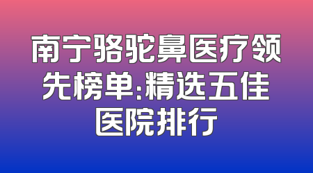南宁骆驼鼻医疗领先榜单：精选五佳医院排行