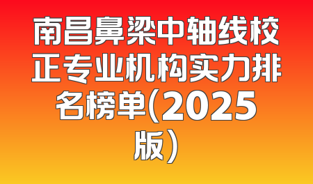 南昌鼻梁中轴线校正专业机构实力排名榜单（2025版）