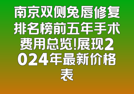 南京双侧兔唇修复排名榜前五年手术费用总览！展现2024年最新价格表