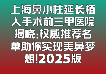 上海鼻小柱延长植入手术前三甲医院揭晓：权威推荐名单助你实现美鼻梦想！2025版