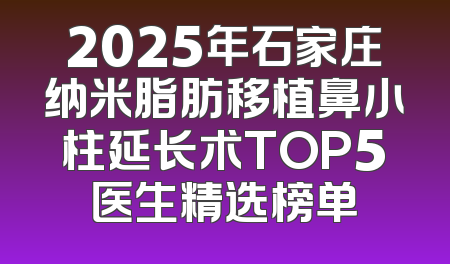 2025年石家庄纳米脂肪移植鼻小柱延长术TOP5医生精选榜单