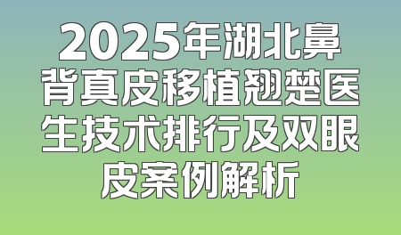 2025年湖北鼻背真皮移植翘楚医生技术排行及双眼皮案例解析