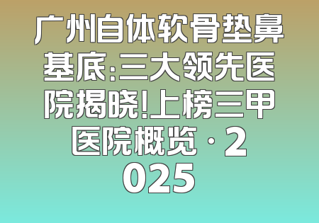 广州自体软骨垫鼻基底：三大领先医院揭晓！上榜三甲医院概览 · 2025