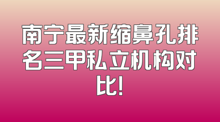 南宁最新缩鼻孔排名三甲私立机构对比！