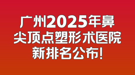 广州2025年鼻尖顶点塑形术医院新排名公布！