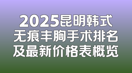 2025昆明韩式无痕丰胸手术排名及最新价格表概览