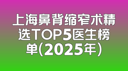 上海鼻背缩窄术精选TOP5医生榜单（2025年）