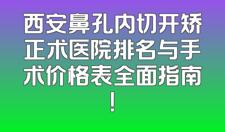 西安鼻孔内切开矫正术医院排名与手术价格表全面指南！