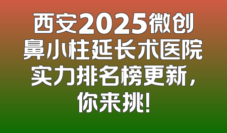 西安2025微创鼻小柱延长术医院实力排名榜更新，你来挑！