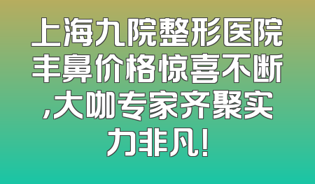 上海九院整形医院丰鼻价格惊喜不断，大咖专家齐聚实力非凡！