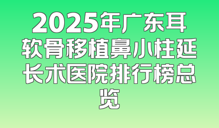 2025年广东耳软骨移植鼻小柱延长术医院排行榜总览