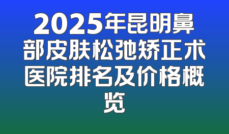 2025年昆明鼻部皮肤松弛矫正术医院排名及价格概览