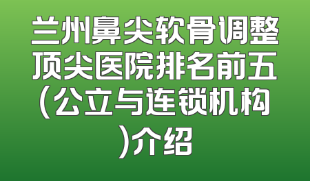 兰州鼻尖软骨调整顶尖医院排名前五（公立与连锁机构）介绍