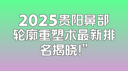 2025贵阳鼻部轮廓重塑术最新排名揭晓！”