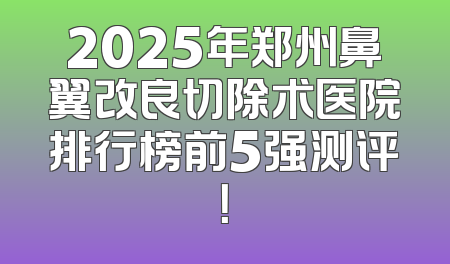 2025年郑州鼻翼改良切除术医院排行榜前5强测评！