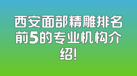 西安面部精雕排名前5的专业机构介绍!