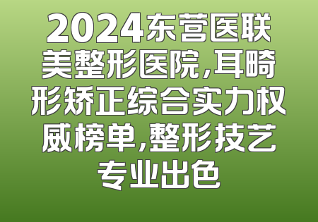 2024东营医联美整形医院，耳畸形矫正综合实力权威榜单，整形技艺专业出色