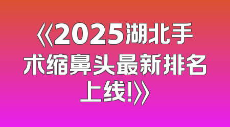 《2025湖北手术缩鼻头最新排名上线！》