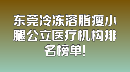 东莞冷冻溶脂瘦小腿公立医疗机构排名榜单！