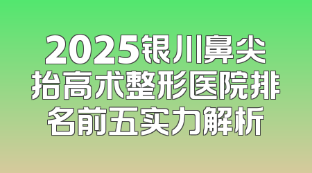 2025银川鼻尖抬高术整形医院排名前五实力解析