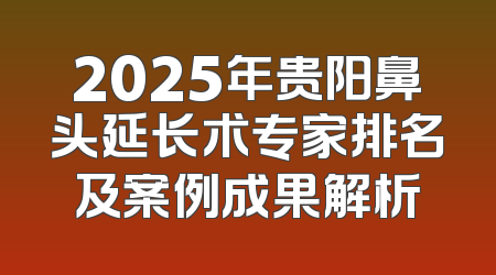 2025年贵阳鼻头延长术专家排名及案例成果解析