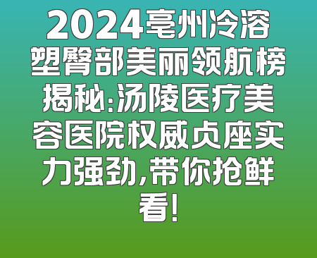 2024亳州冷溶塑臀部美丽领航榜揭秘：汤陵医疗美容医院权威占座实力强劲，带你抢鲜看！
